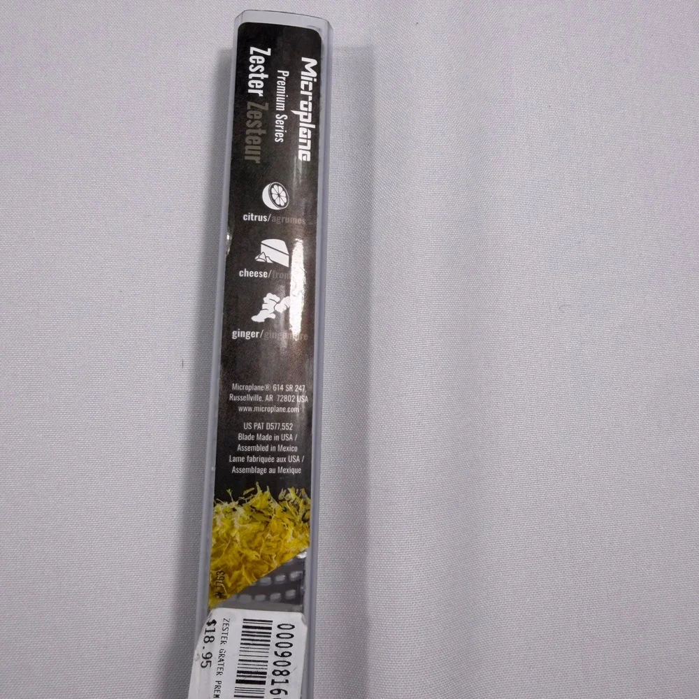 Microplane Premium Series Zester Grater Eucalyptus Gray Stainless Steel Blade
